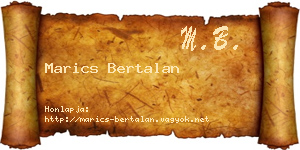 Marics Bertalan névjegykártya